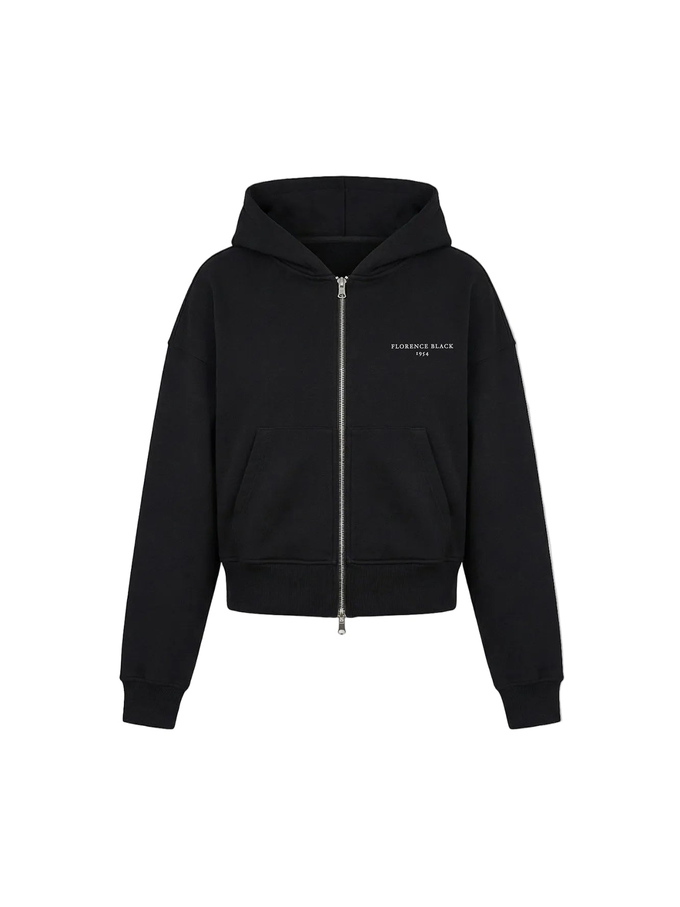 Florence Black 1954 Crop Black Zip-Up Hoodie